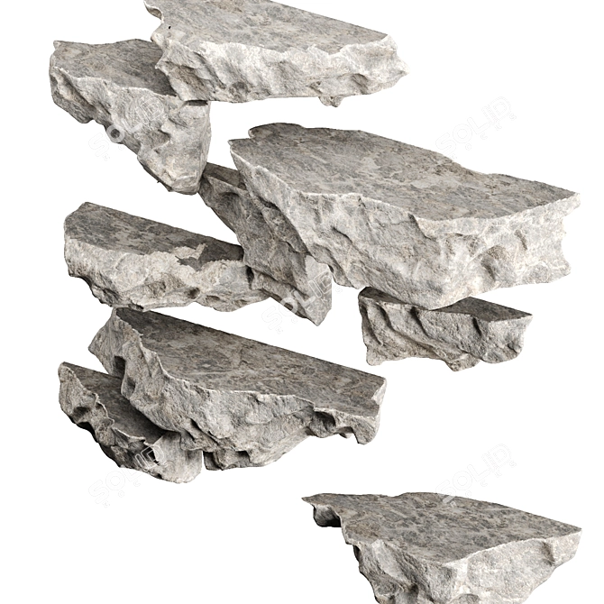 Stone Shelf Set Customizable Décor 3D model image 2