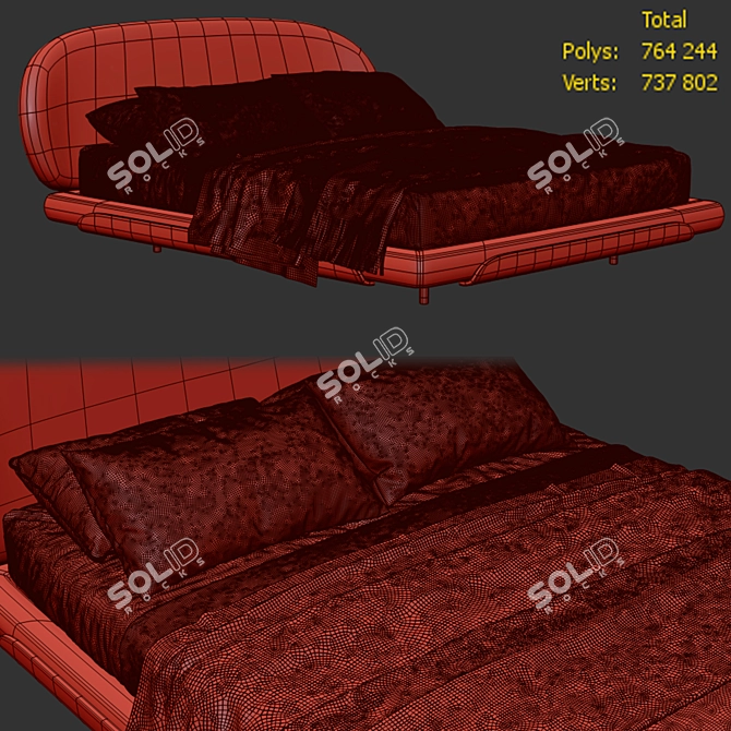 Olos Bed Model 3D Assets 3D model image 3