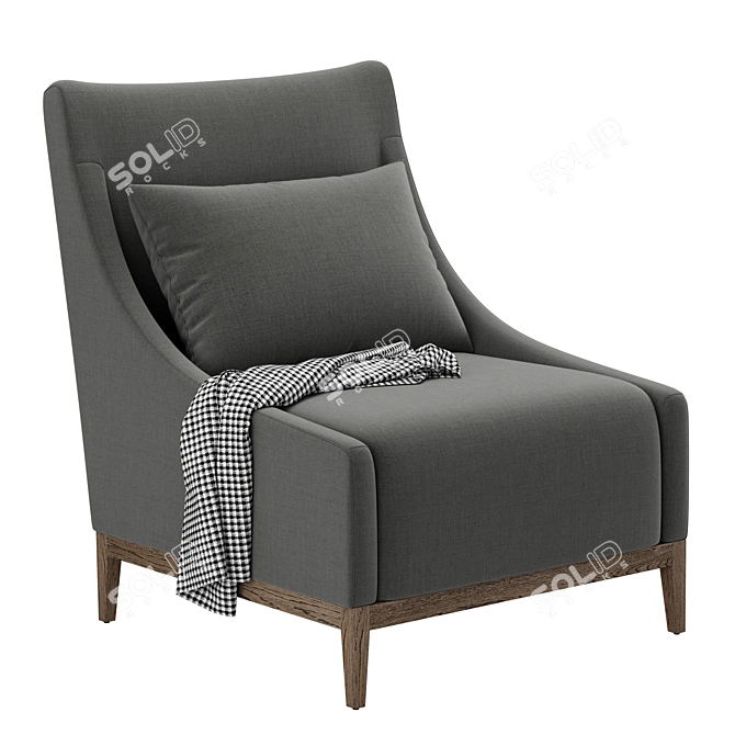 Elegant RH Thibault Armchair 3D model image 4