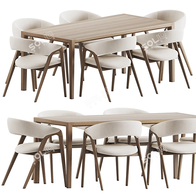 Modern Dining Chairs and Table 3D model image 2