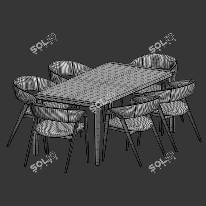 Modern Dining Chairs and Table 3D model image 4