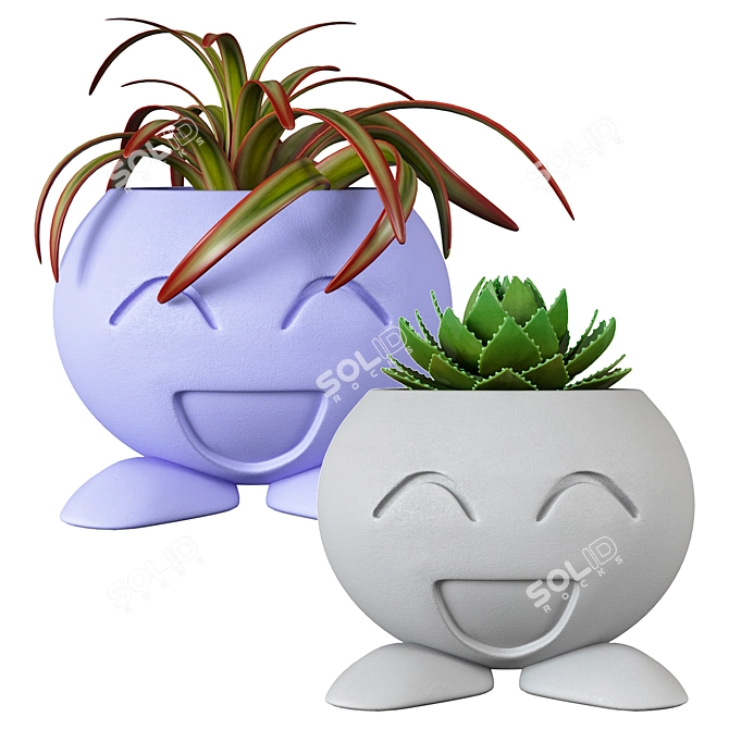 Cheerful Potted Houseplant 3D model image 1