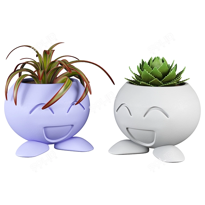 Cheerful Potted Houseplant 3D model image 2