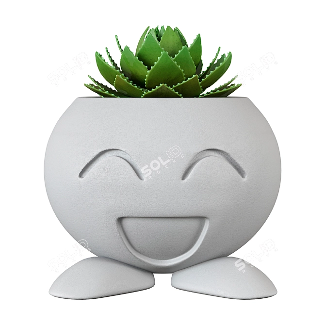 Cheerful Potted Houseplant 3D model image 4