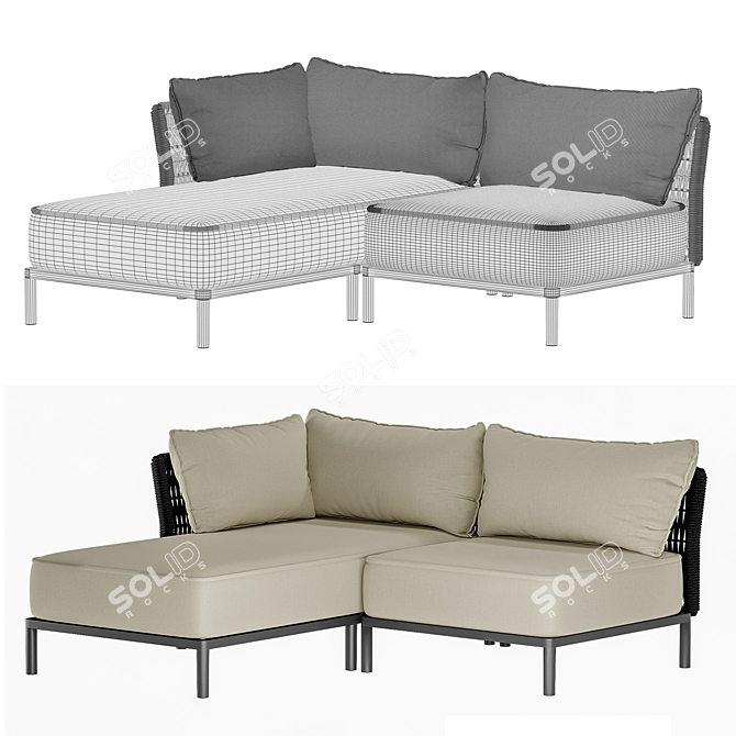 Modular Sofa Leo-1 Beige 3D model image 3