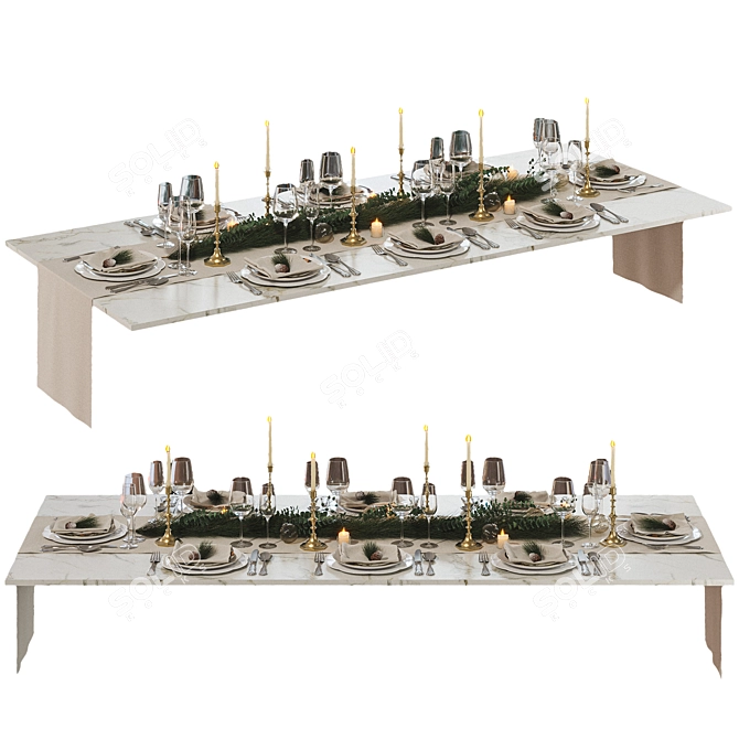 Festive Table Setting 3D model image 1