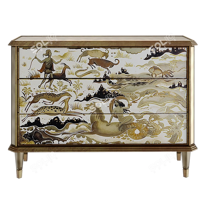 Diana Art Credenza in Gold 3D model image 1