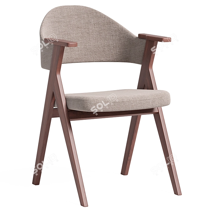 Modern Gray Upholstered Oak Chair 3D model image 1