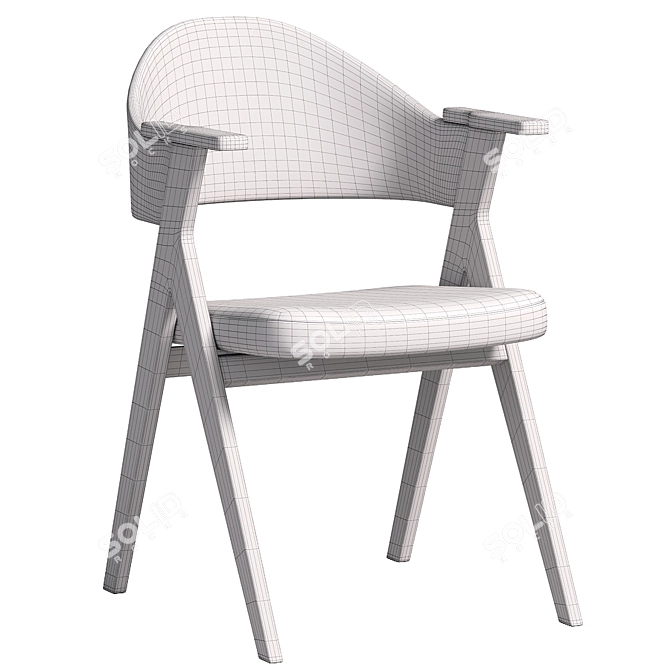 Modern Gray Upholstered Oak Chair 3D model image 2