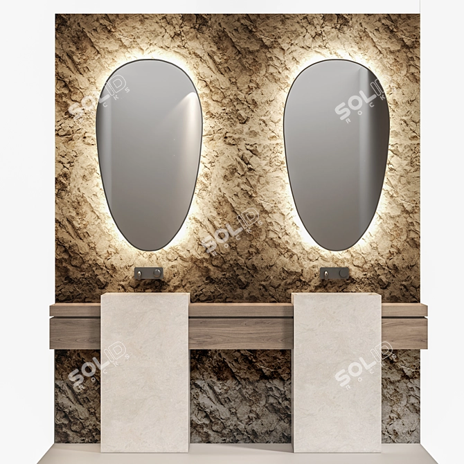 Modern Bath Mirror with LED 3D model image 1