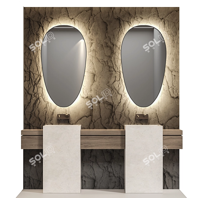 Modern Bath Mirror with LED 3D model image 2