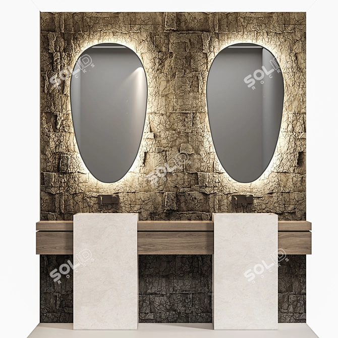 Modern Bath Mirror with LED 3D model image 3