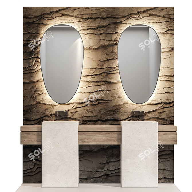 Modern Bath Mirror with LED 3D model image 4