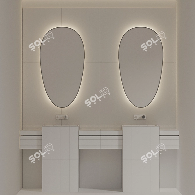 Modern Bath Mirror with LED 3D model image 5