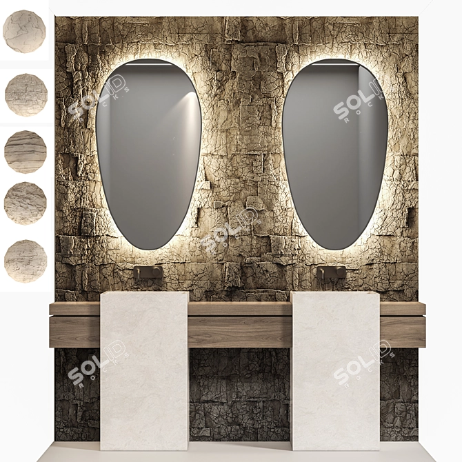 Modern Bath Mirror with LED 3D model image 6
