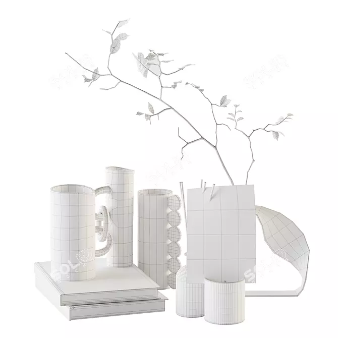 Decor Set with Aromatizer & Vases 3D model image 4