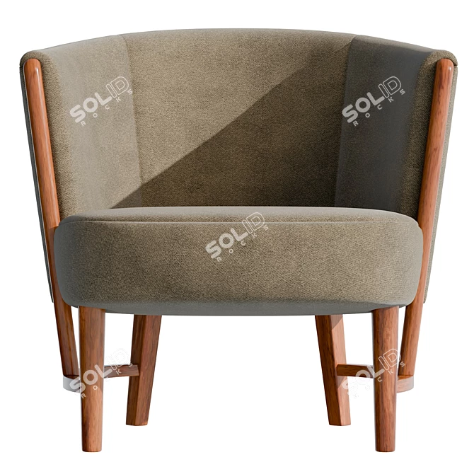 Modern Velvet Armchair, Large Size 3D model image 2