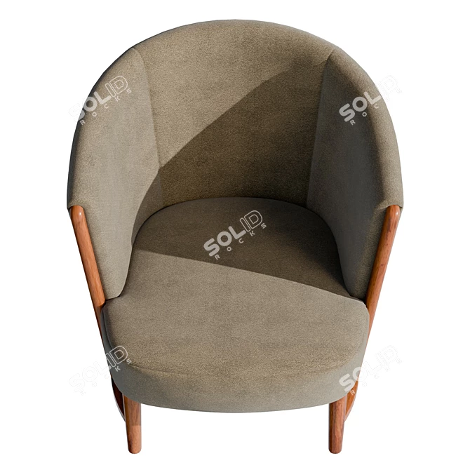 Modern Velvet Armchair, Large Size 3D model image 3