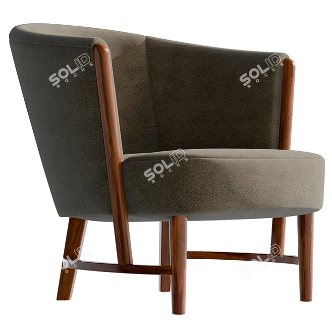 Modern Velvet Armchair, Large Size 3D model image 4