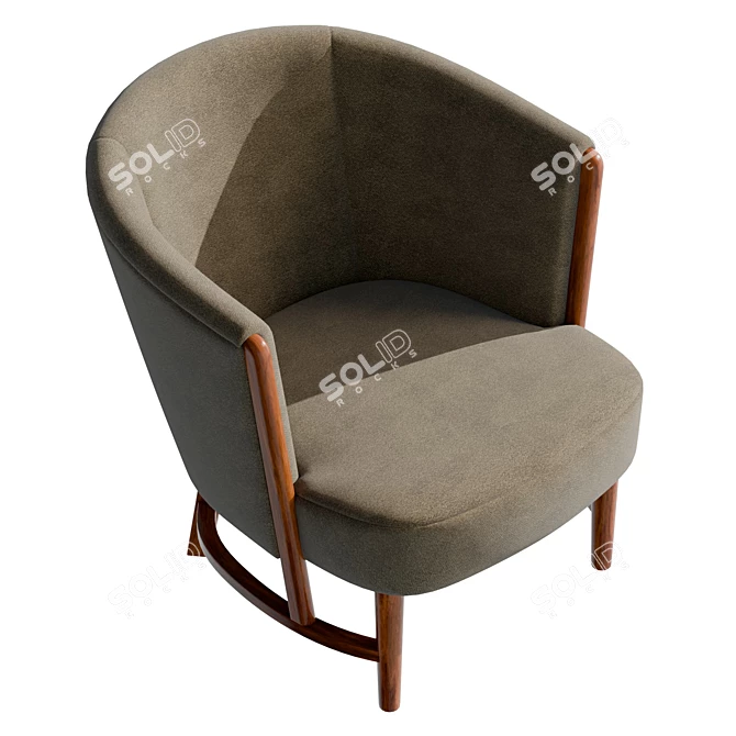 Modern Velvet Armchair, Large Size 3D model image 5