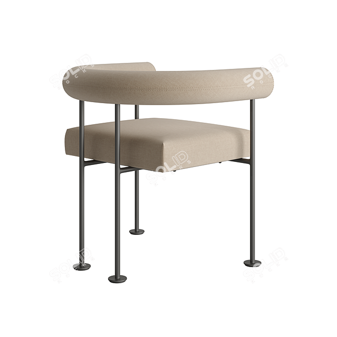 Stylish Fabric & Metal Chair 3D model image 2