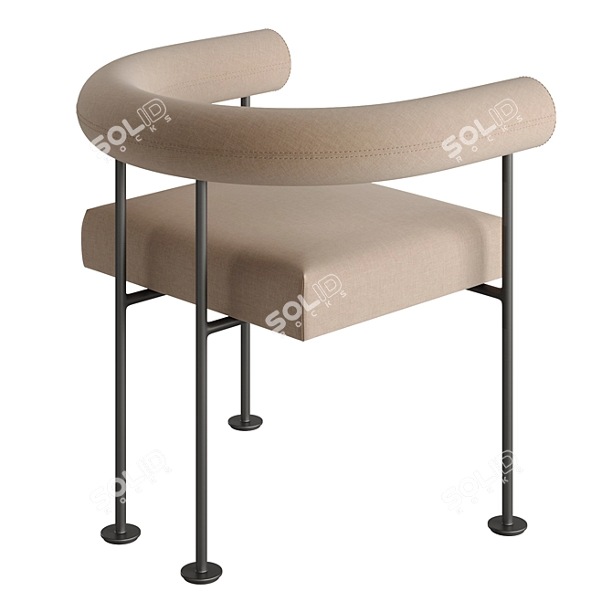 Stylish Fabric & Metal Chair 3D model image 5