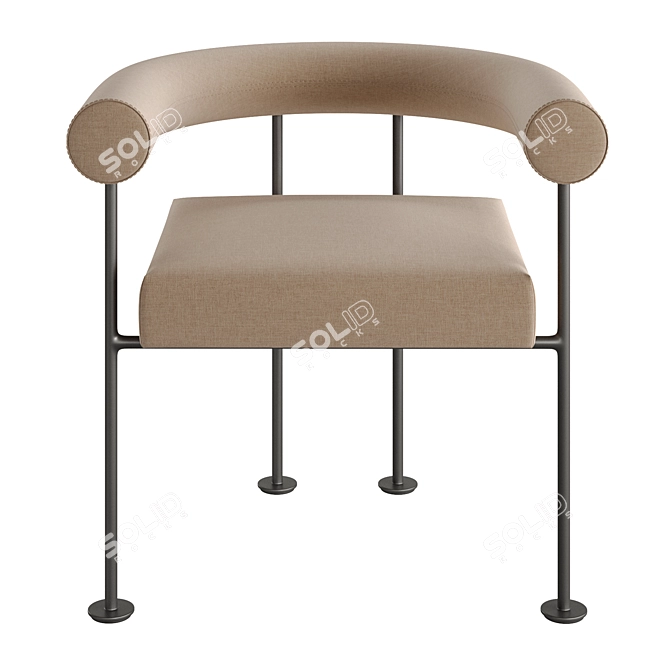 Stylish Fabric & Metal Chair 3D model image 6