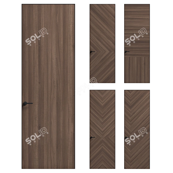 Matte Stained Oak Rift Doors 3D model image 1