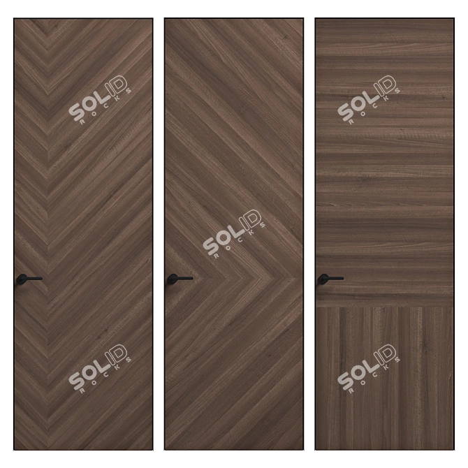 Matte Stained Oak Rift Doors 3D model image 2