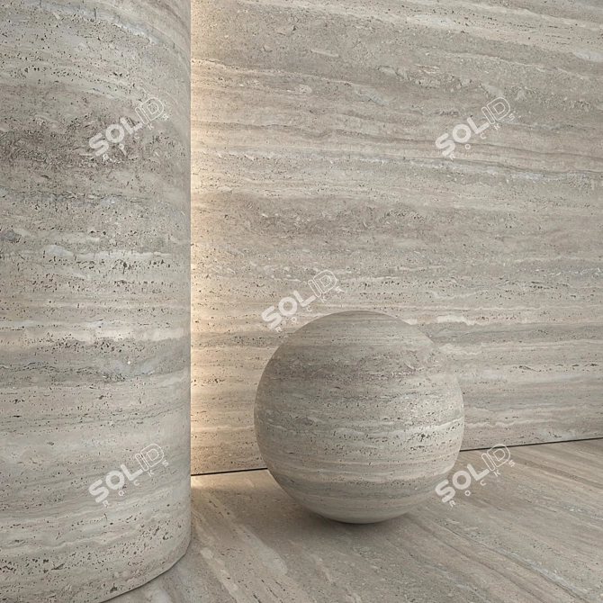 Travertine Seamless 3D Tile Model 3D model image 2