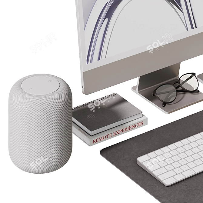 Apple-themed Desktop Decor Set 3D model image 5