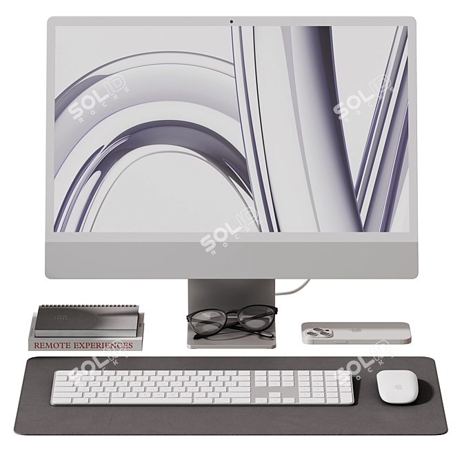 Apple-themed Desktop Decor Set 3D model image 6