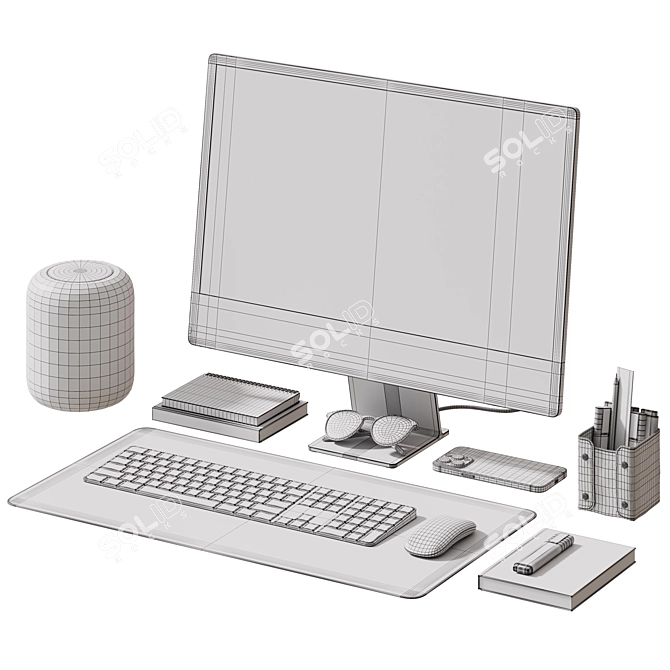 Apple-themed Desktop Decor Set 3D model image 7