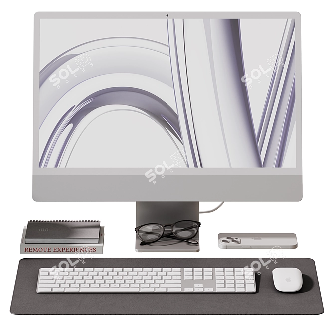 Apple-themed Desktop Decor Set 3D model image 13