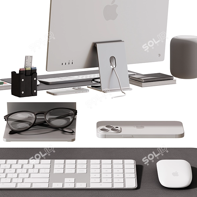 Apple-themed Desktop Decor Set 3D model image 16