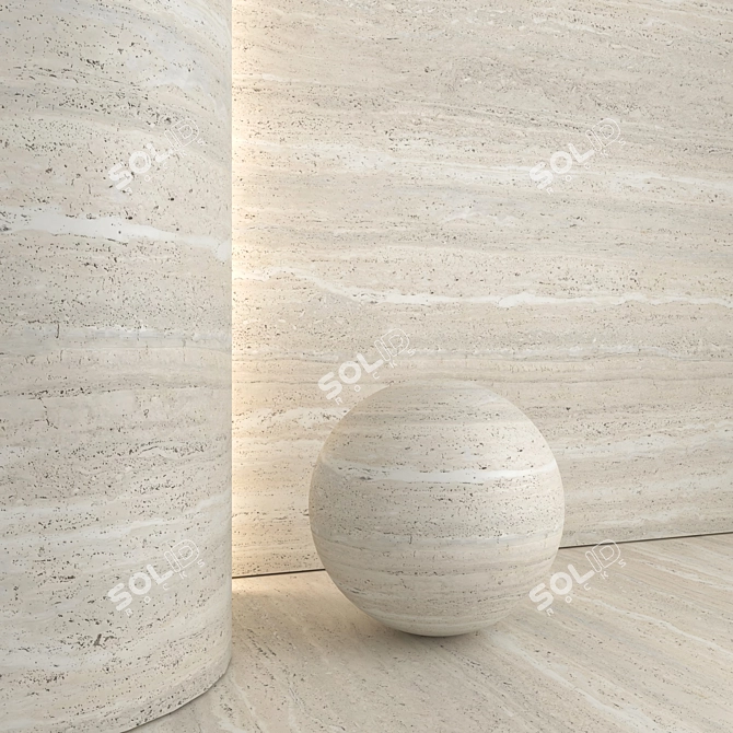 Travertine Seamless 3D Tile Model 3D model image 2