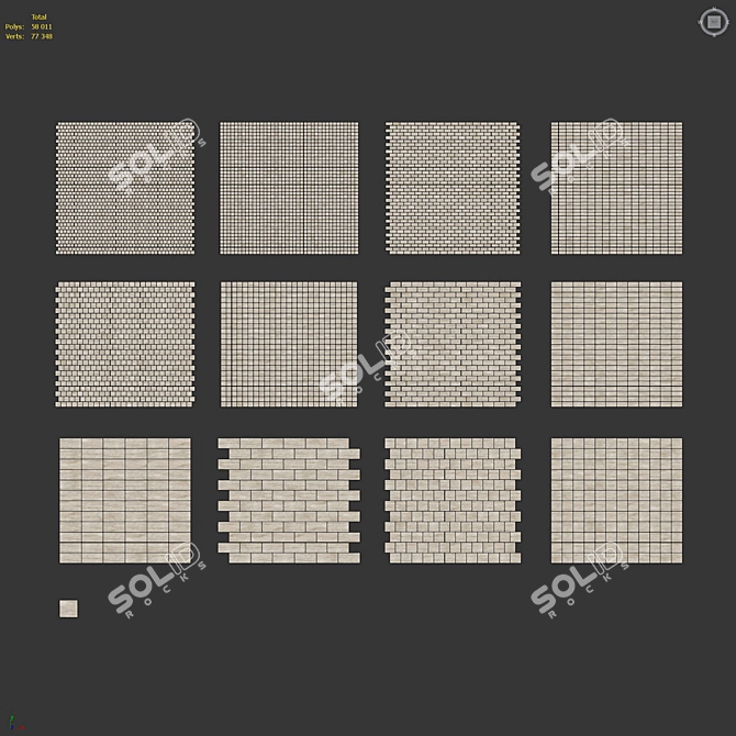 Travertine 3D Tiles Model Set 3D model image 8