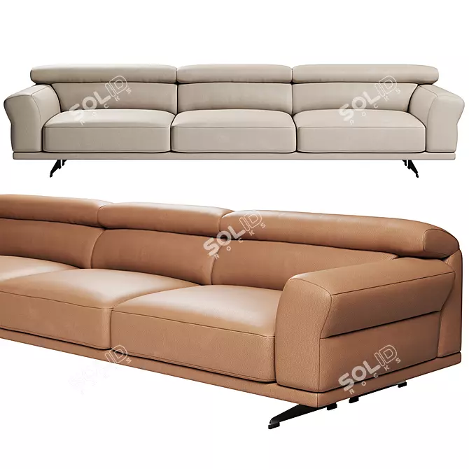 FENDA Mill 3-Seater Sofa: Modern Elegance 3D model image 1