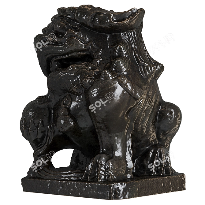 Regal Lion Sculpture 3D Model 3D model image 2