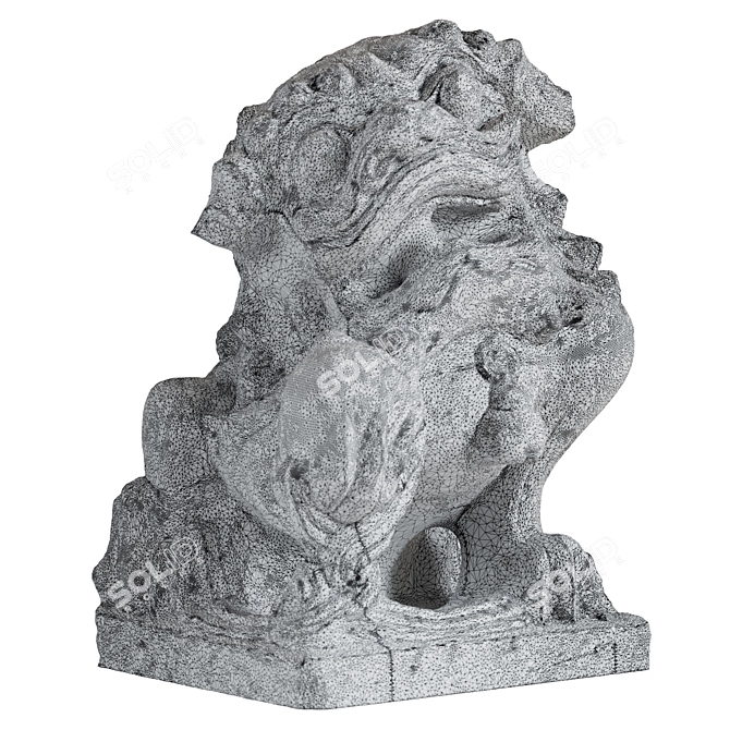 Regal Lion Sculpture 3D Model 3D model image 4