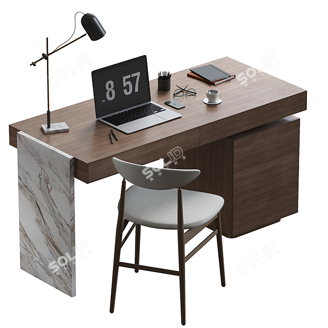 Modern 3D Office Desk Furniture 3D model image 1