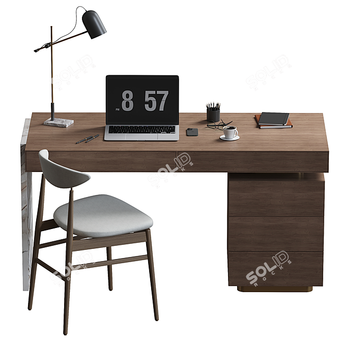 Modern 3D Office Desk Furniture 3D model image 2