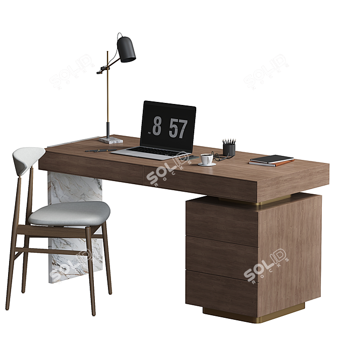 Modern 3D Office Desk Furniture 3D model image 4