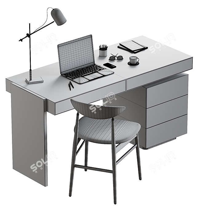 Modern 3D Office Desk Furniture 3D model image 6