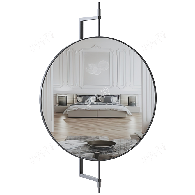 Modern Rotating Round Mirror 3D model image 1