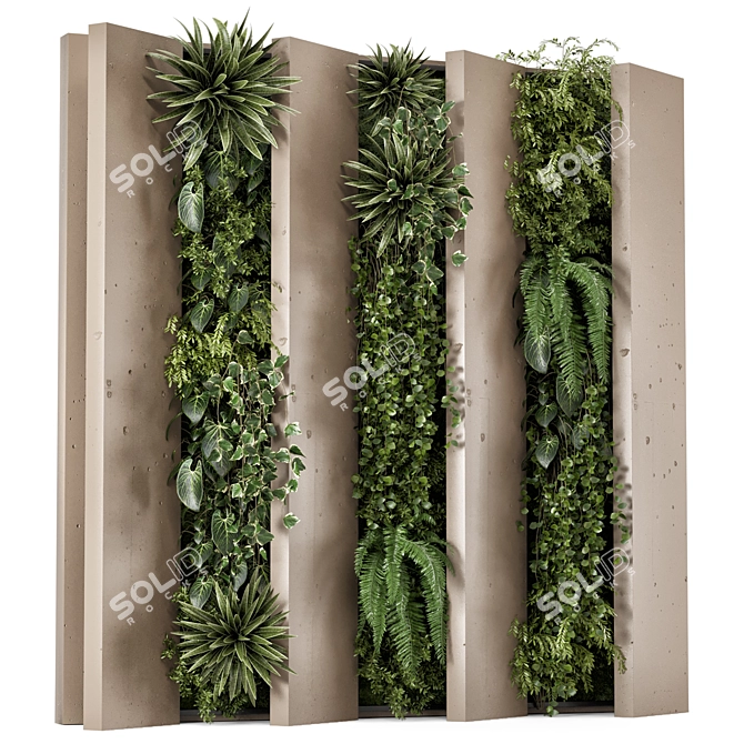 Modern Vertical Indoor Garden Set 3D model image 1