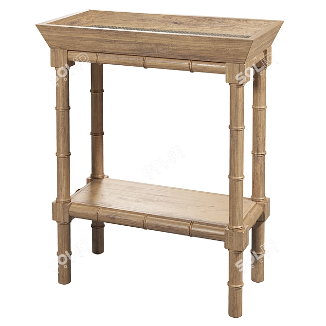 Natural Bayur Wood Side Table 3D model image 6