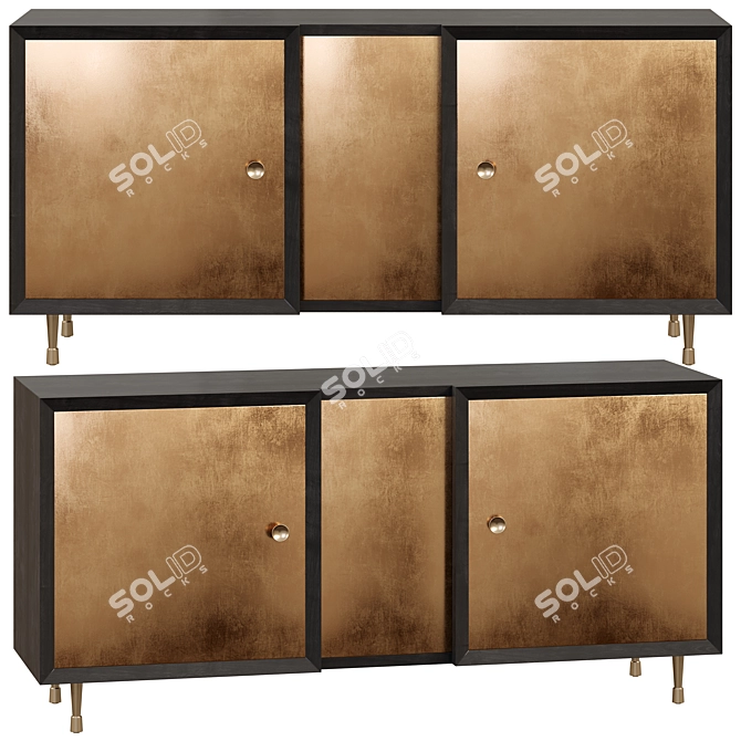 Arteriors Kilpatrick Short Cabinet - Ebony Gold Leaf 3D model image 1