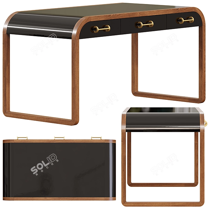 Sleek Victoria Desk with Storage 3D model image 1