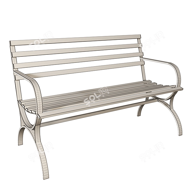 Rust-Resistant Red Steel Bench 3D model image 2